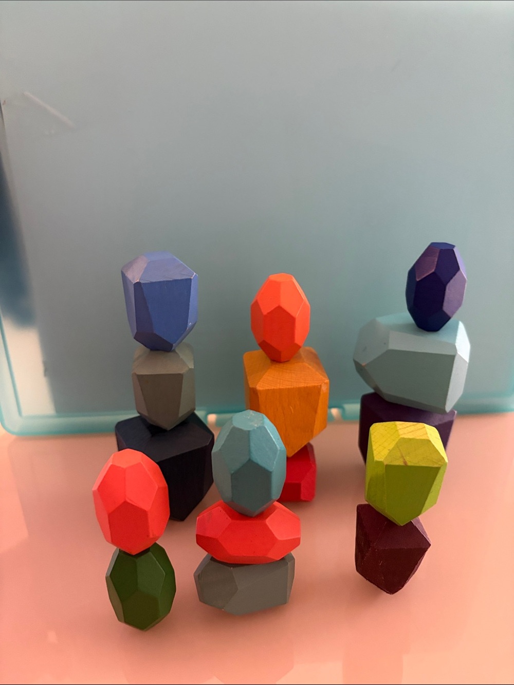 Colorful Wooden Stacking Stones Toy - Multicolor Montessori Building Set